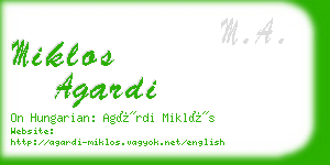 miklos agardi business card